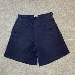 Adidas Womens Cotton Blue Shorts Size 8 Side Zipper button Flat Front Pockets